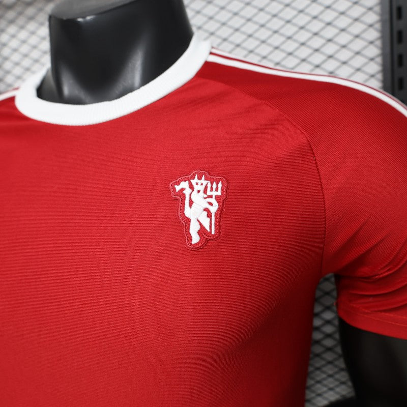 Player Version 26/27 Manchester United Red with White Three-Stripe Shoulders Shirt