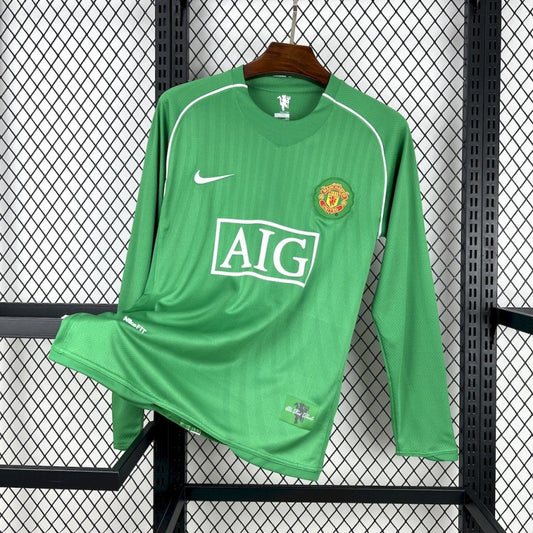 2007/08 Manchester United Green Goalkeeper Long Sleeves Retro Shirt