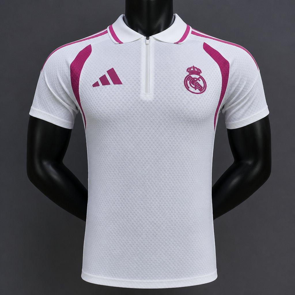 26/27 Real Madrid White with Pink Polo Shirt