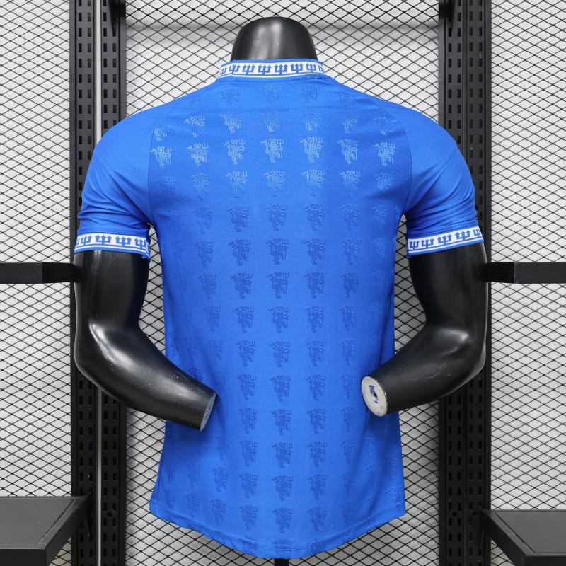 Player Version 26/27 Manchester United Blue with All-Over Devil Jacquard Pattern Shirt