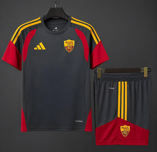 26/27 AS Roma Dark Grey/Red/Yellow Training Shirt+Shorts