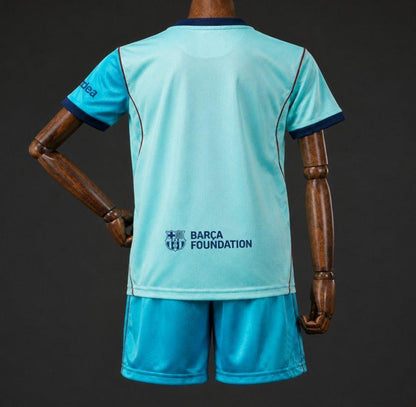 26/27 Kids  Barcelona Teal Third Shirt Kit