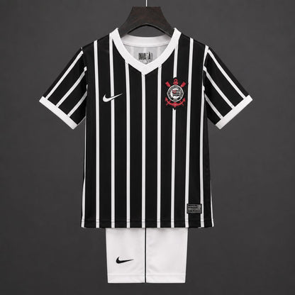 26/27 Kids Corinthians Black & White Stripes Away Shirt Kit