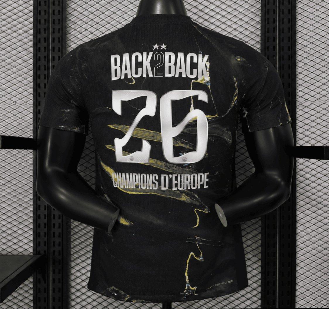 Player Version  2 Stars 25/26 PSG × Jordan Brand Third Black Shirt With Champions of Europe 2026 Printing