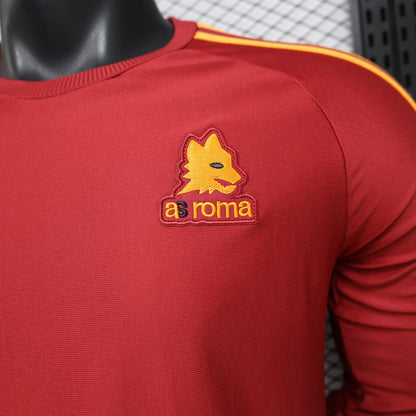 Player Version 2026 AS Roma Deep Red  84/85 Vintage Remake  Long Sleeve Home Shirt