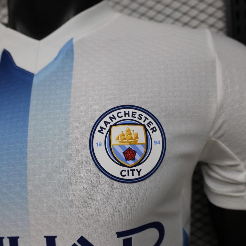 Player Version 26/27 Manchester City White with Blue Stripe Away Shirt