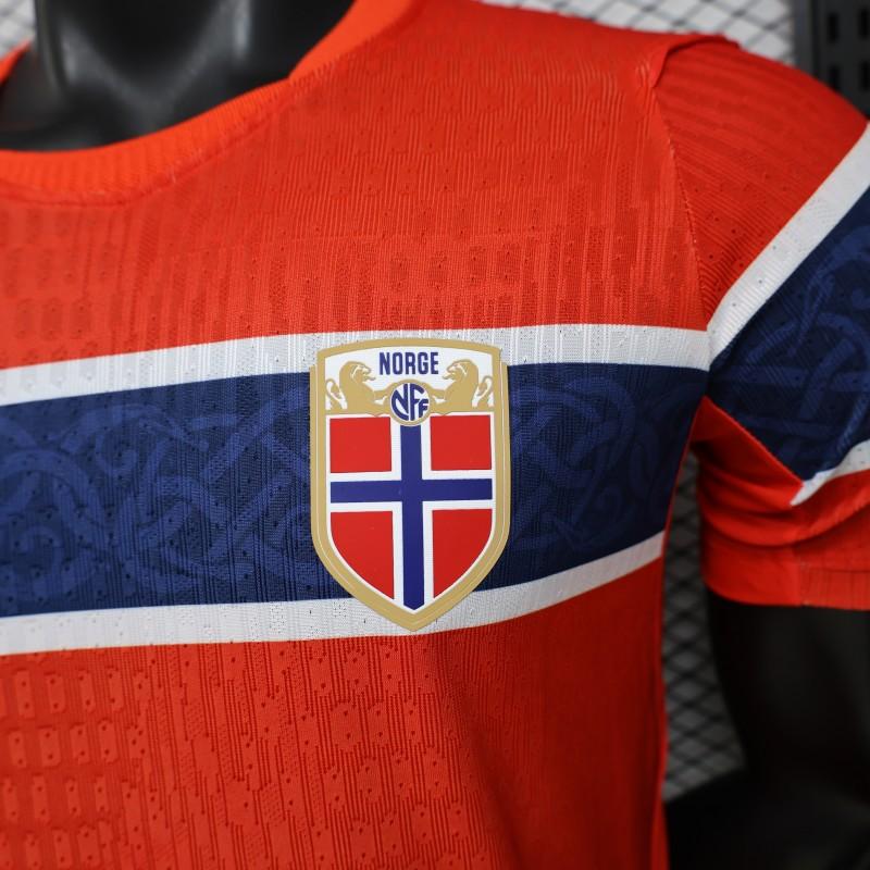 Player Version 2026 Norway Red & Blue with Flag Cross Pattern Home Shirt