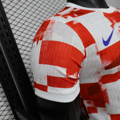 Player Version 2026 Croatia Home Red White with Checkerboard Pattern Shirt