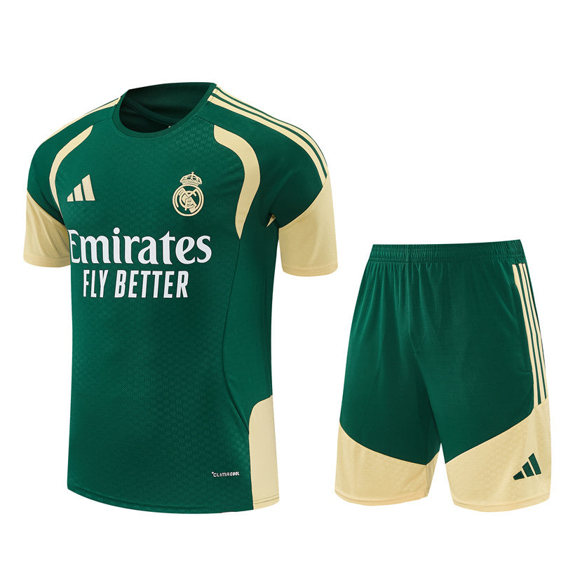 2026 Real Madrid Green & Cream  Short Sleeve+Soccer Shorts