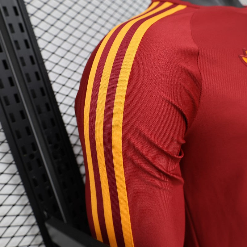 Player Version 2026 AS Roma Deep Red  84/85 Vintage Remake  Long Sleeve Home Shirt