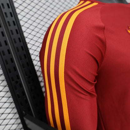 Player Version 2026 AS Roma Deep Red  84/85 Vintage Remake  Long Sleeve Home Shirt