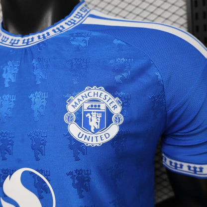 Player Version 26/27 Manchester United Blue with All-Over Devil Jacquard Pattern Shirt