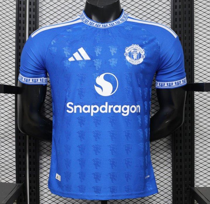 Player Version 26/27 Manchester United Blue with All-Over Devil Jacquard Pattern Shirt
