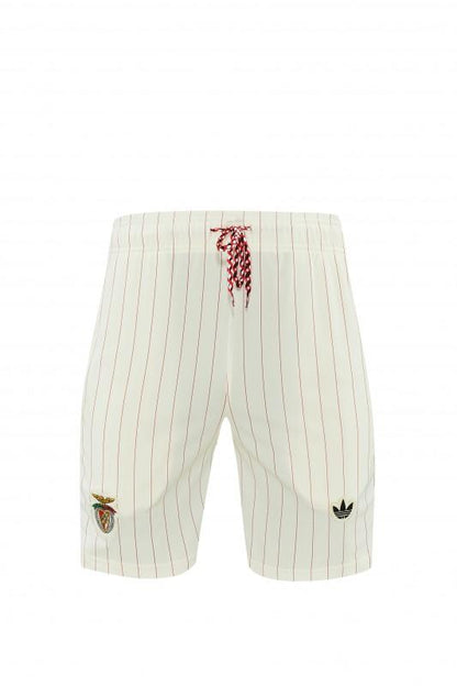 26/27 Benfica × Adidas Originals Off-White Pinstripe Short Sleeve+Soccer Shorts