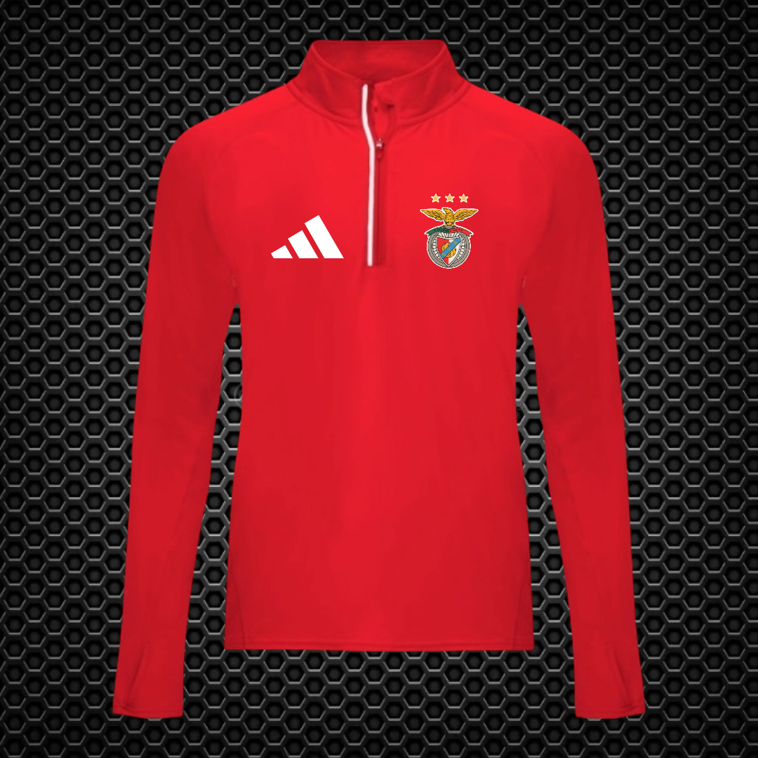 Benfica - Camisola técnica de manga comprida raglan, com meio fecho