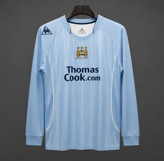 Retro 07/08 Manchester City Home Long Sleeve Soccer Shirt