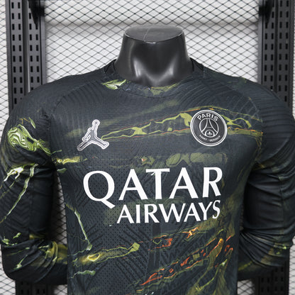 Player Version 26/27 Paris Saint-Germain Fourth Black & Gold/Green Lava Print Long Sleeve Special Edition Shirt