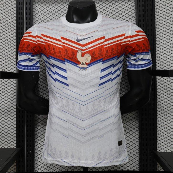 Player Version 2026 France Away White with Red & Blue Chevron Stripe Special Edition Shirt