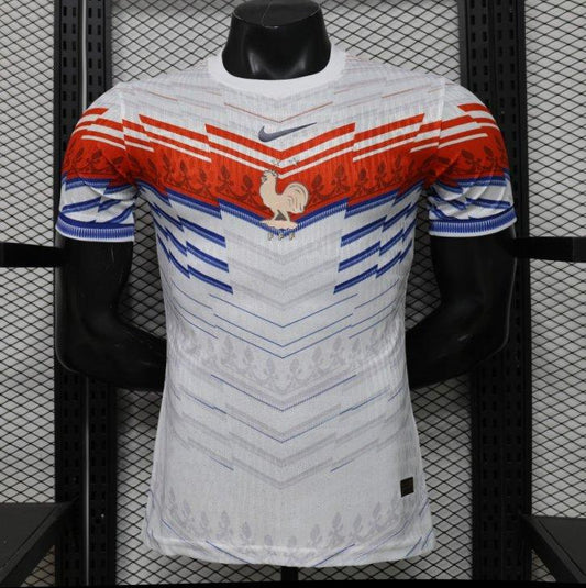 Player Version 2026 France Away White with Red & Blue Chevron Stripe Special Edition Shirt