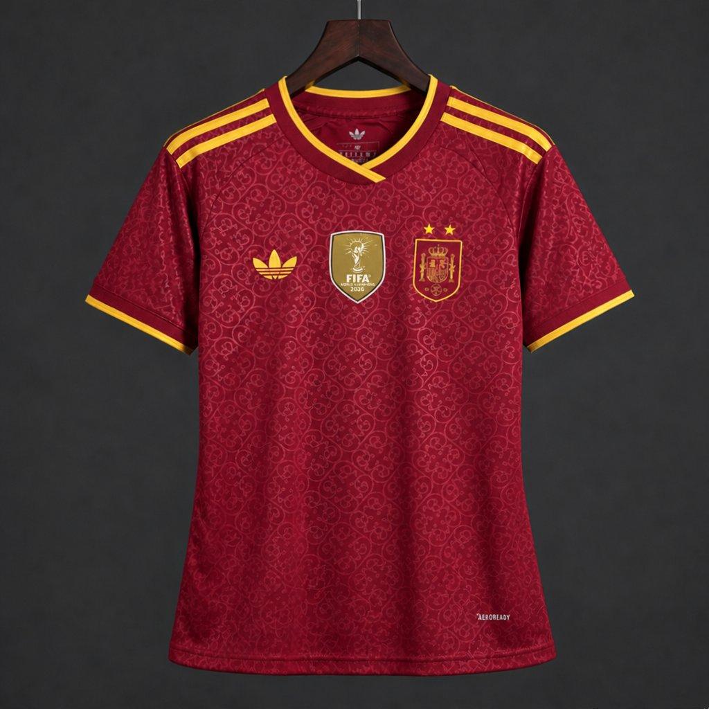 2 Star 2026 Womens Spain Away Red Special Edition Shirt With Champion Patch