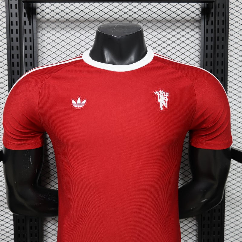 Player Version 26/27 Manchester United Red with White Three-Stripe Shoulders Shirt