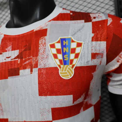 Player Version 2026 Croatia Home Red White with Checkerboard Pattern Shirt