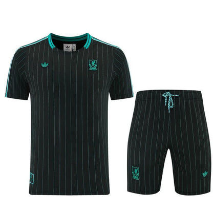 26/27  Liverpool  Black Short Sleeve+Soccer Shorts