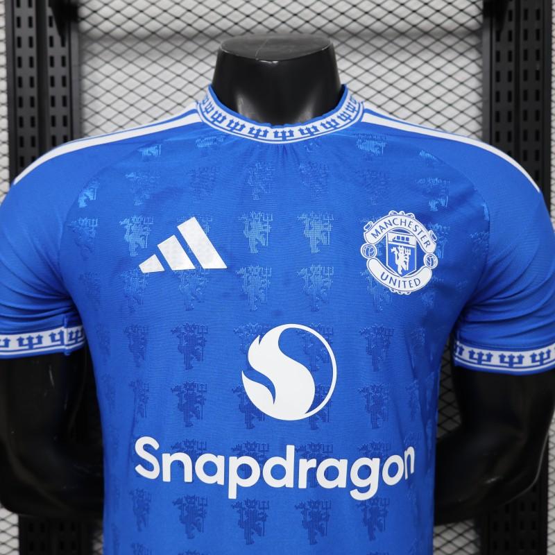 Player Version 26/27 Manchester United Blue with All-Over Devil Jacquard Pattern Shirt