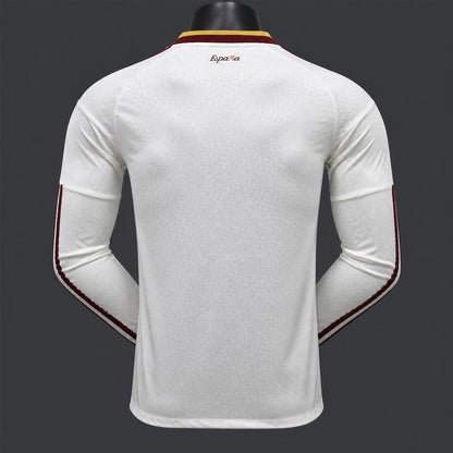 Player Version 2 Star 2026 Spain Away White Long Sleeve Shirt With Champion Patch
