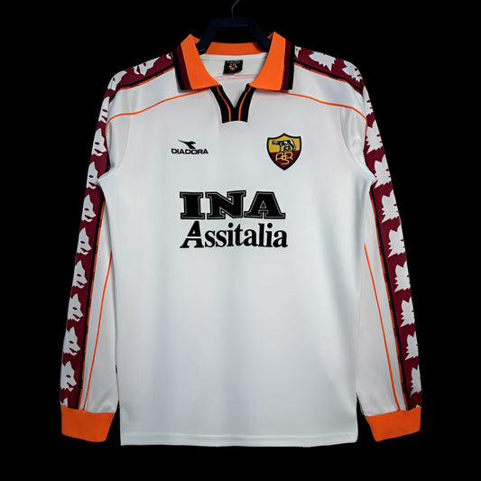 Retro 98/99 Roma Away White  Long Sleeve Shirt