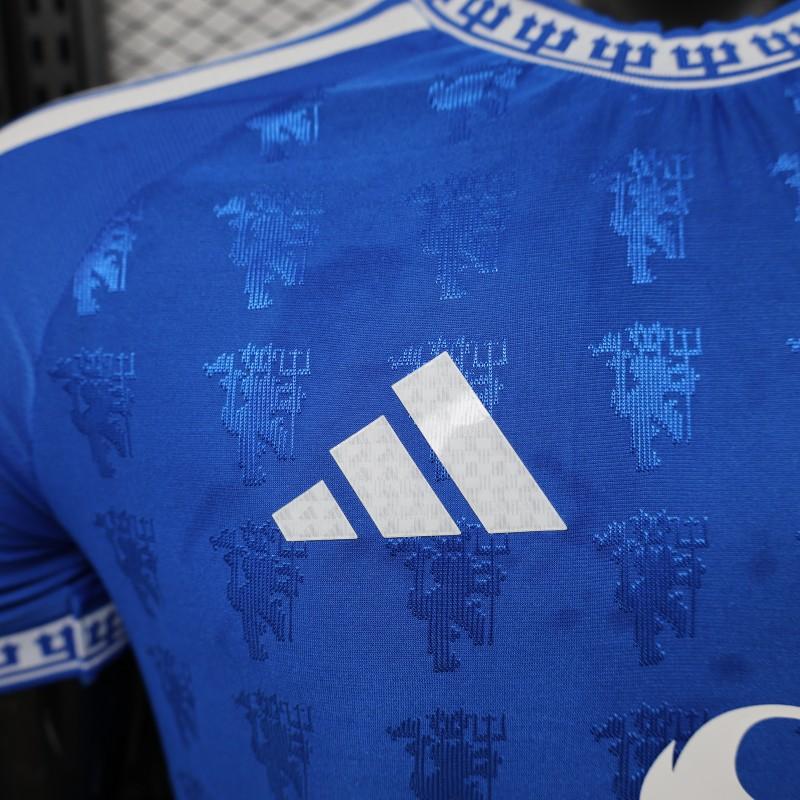 Player Version 26/27 Manchester United Blue with All-Over Devil Jacquard Pattern Shirt