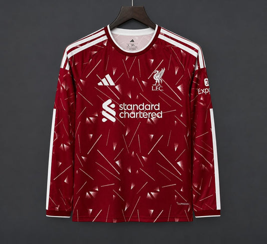 26/27 Liverpool Red with Triangle Pattern Long Sleeve Home Shirt
