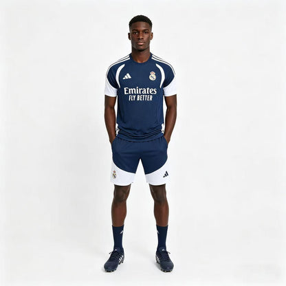 26/27 Real Madrid Navy Blue & White Short Sleeve+Soccer Shorts