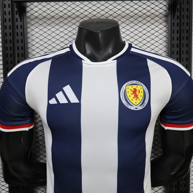 Player Version 2027 Scotland Away White/Navy Vertical Stripes Shirt