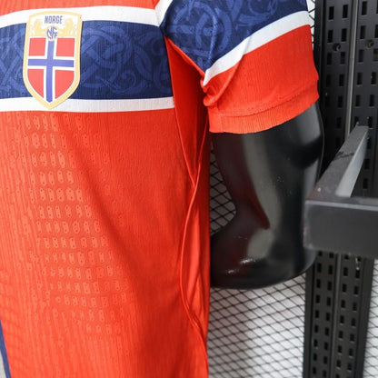 Player Version 2026 Norway Red & Blue with Flag Cross Pattern Home Shirt