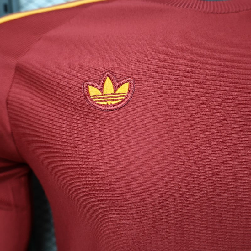 Player Version 2026 AS Roma Deep Red  84/85 Vintage Remake  Long Sleeve Home Shirt