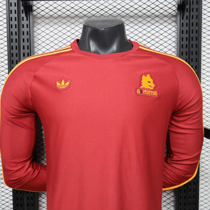Player Version 2026 AS Roma Deep Red  84/85 Vintage Remake  Long Sleeve Home Shirt