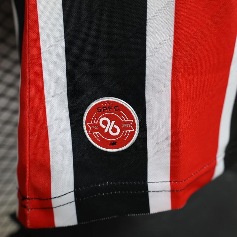 Player Version 26/27 São Paulo FC Away Red & Black Stripe  With White Collar Shirt