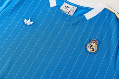 26/27 Real Madrid  Blue Pinstripe  Short Sleeve+Soccer Shorts