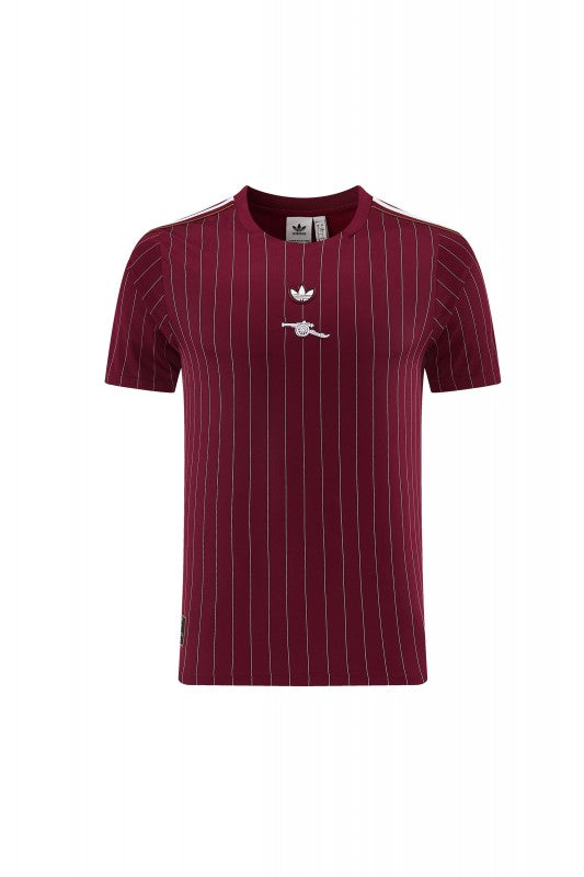 26/27  Arsenal  Maroon Pinstripe Short Sleeve+Soccer Shorts