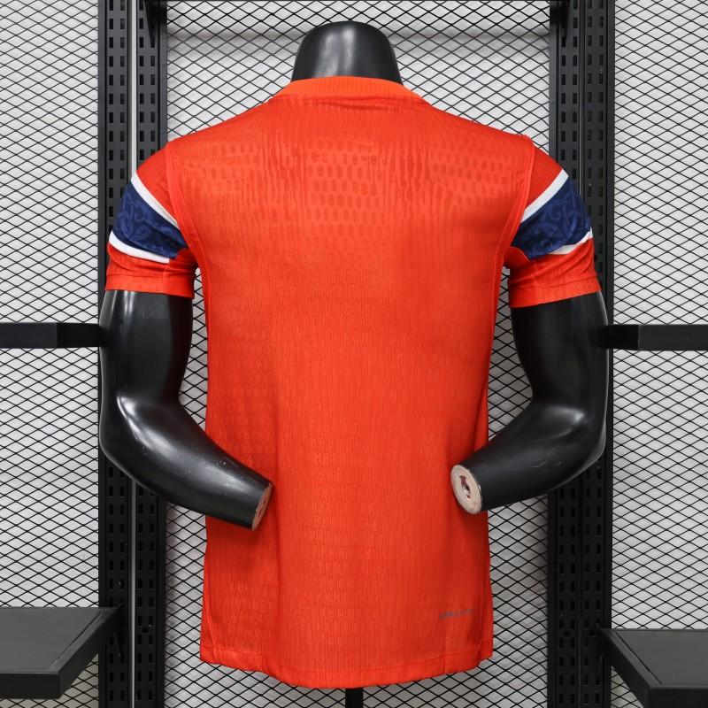 Player Version 2026 Norway Red & Blue with Flag Cross Pattern Home Shirt