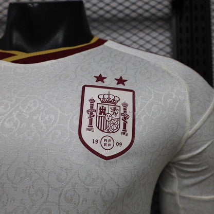 Player Version 2 Star 2026 Spain Away White Long Sleeve Shirt With Champion Patch