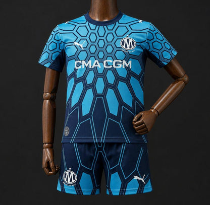 26/27 Kids Olympique Marseille Goalkeeper Bright Aqua/Club Navy Shirt