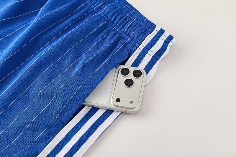 26/27 Chelsea FC White Stripes Short Sleeve+Blue Soccer Shorts