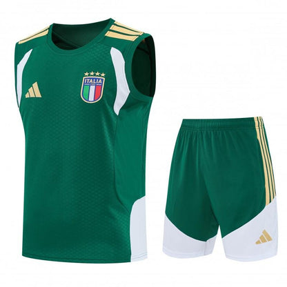 26/27 Italy Green Sleeveless Training Vest +Soccer Shorts
