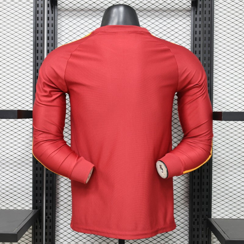 Player Version 2026 AS Roma Deep Red  84/85 Vintage Remake  Long Sleeve Home Shirt