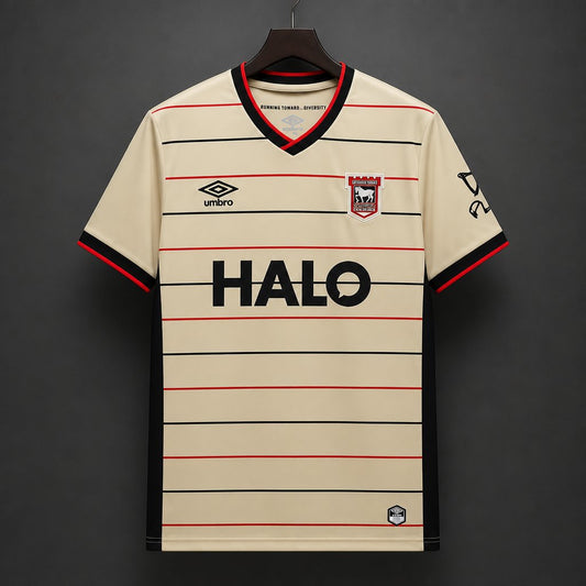 26/27 Ipswich Town Cream with Black & Red Stripes Away Shirt