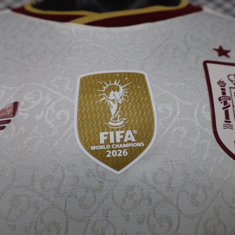 Player Version 2 Star 2026 Spain Away White Long Sleeve Shirt With Champion Patch