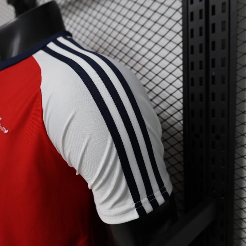 Player Version 2026  Arsenal x Adidas Originals Red with White Raglan Sleeve Home Shirt